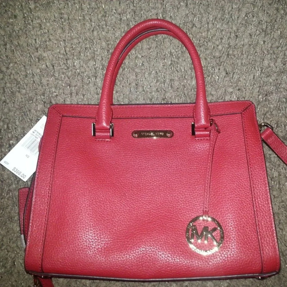 MICHAEL KORS-Collins-Red Leather Satchel w/Shoulder Strap-NEW WITH TAGS - Picture 2 of 8